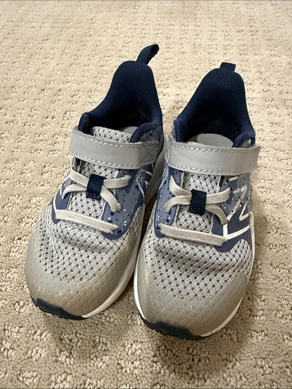 New Balance Gray and Navy Kids Athletic Sneakers